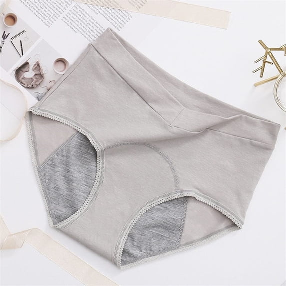 High Waisted Leak Proof Panties Underwear For Women Overnight Menstrual Briefs Breathable Liner Absorbent Comfort Fit, XXXXXL, Grey