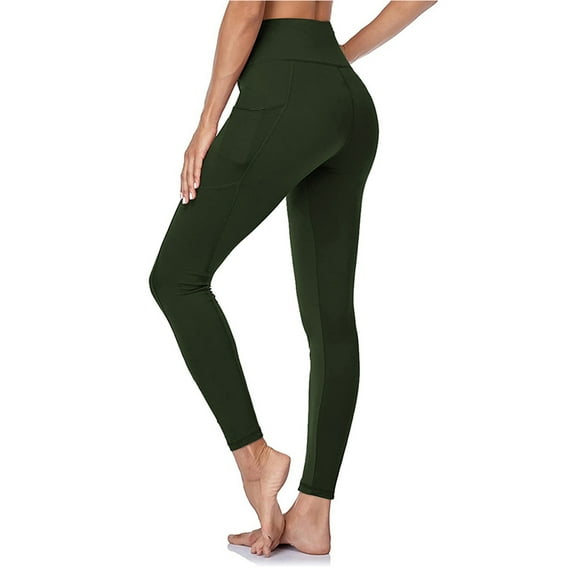 High Waisted Leggings for Women - Comfortable and Stretchy Yoga Leggings - Ladies Slim Fitting Workout Tights with Side Pockets - Ankle Length Jeggings Tights Womens Cargo Pants L