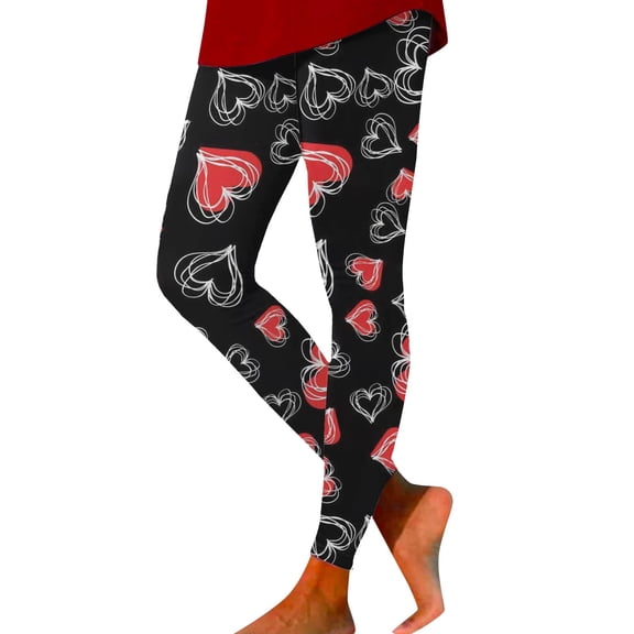 High Waisted Leggings for Women Love Heart Graphic Printed Valentine'S Day Leggings Fitness Stretch Super Soft Pants Workout Holiday Casual Womens Leggings Tummy Control Women Leggings