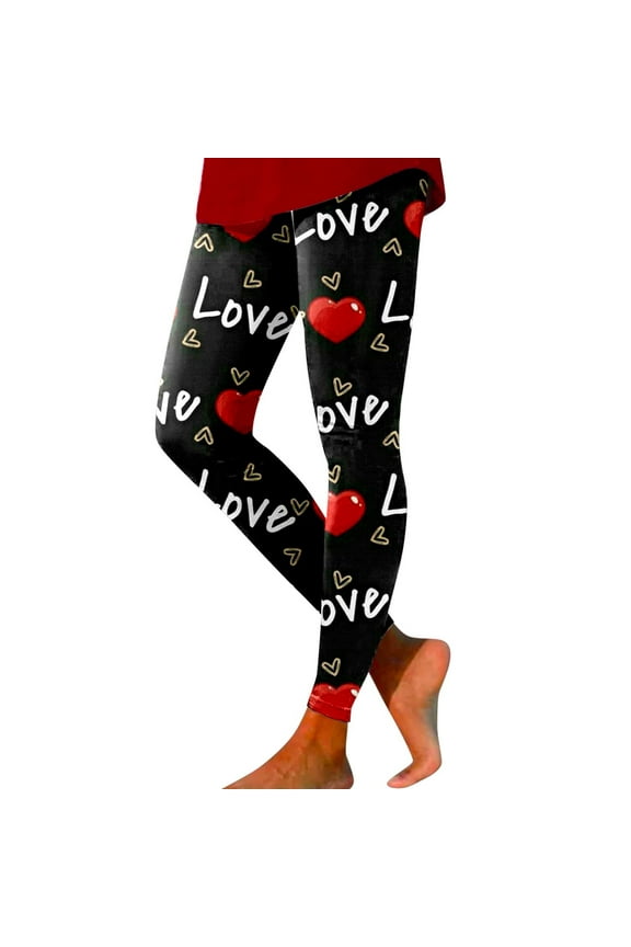 High Waisted Leggings for Women Valentine'S Day Love Print Super Soft Stretch Tights Leggings Sport Workout Pants Fitness Womens Leggings Tummy Control Womens Leggings