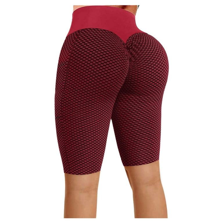 High Waisted Leggings for Women Casual Yoga Pants Solid Red Xxl