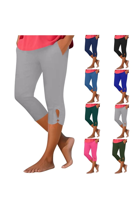 High Waisted Leggings for Women Causal Cropped Yoga Pants Soft Comfy Capris Workout Gym Clothes Gray XL