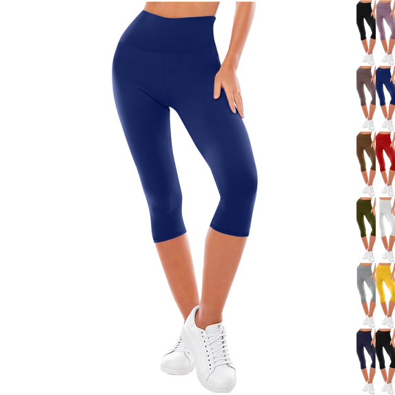 High Waisted Leggings for Women - Full Length Capri Buttery Soft Yoga Pants for Workout Athletic Royal Blue XXL