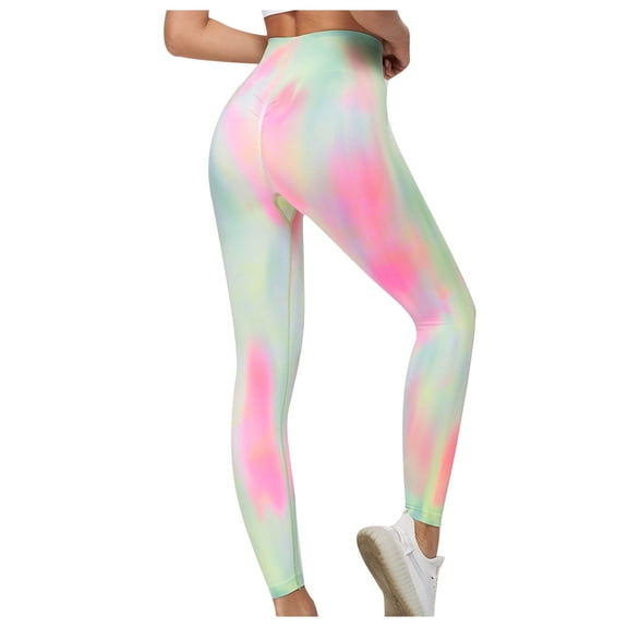 High Waisted Leggings for Women Seamless Tie-Dyed Stretchy Full Length Tight Pants Butt Lifting Athletic Yoga Trousers (Mint Green,M)