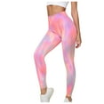 thumbnail image 1 of High Waisted Leggings for Women Seamless Tie-Dyed Stretchy Full Length Tight Pants Butt Lifting Athletic Yoga Trousers (Pink,L), 1 of 4
