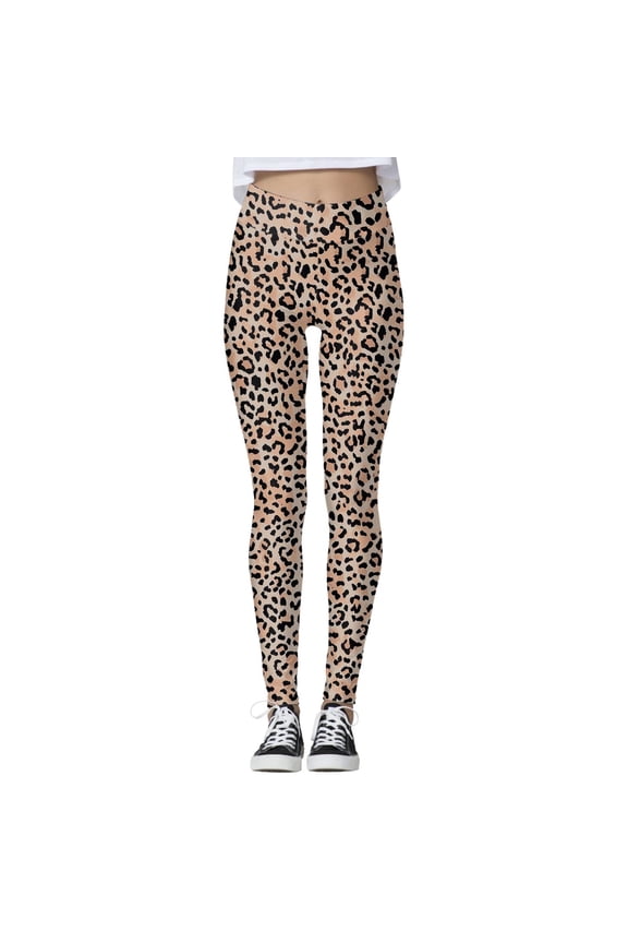 High Waisted Leggings for Women - Slim Tummy Control Leopard Print Pants for Running Yoga