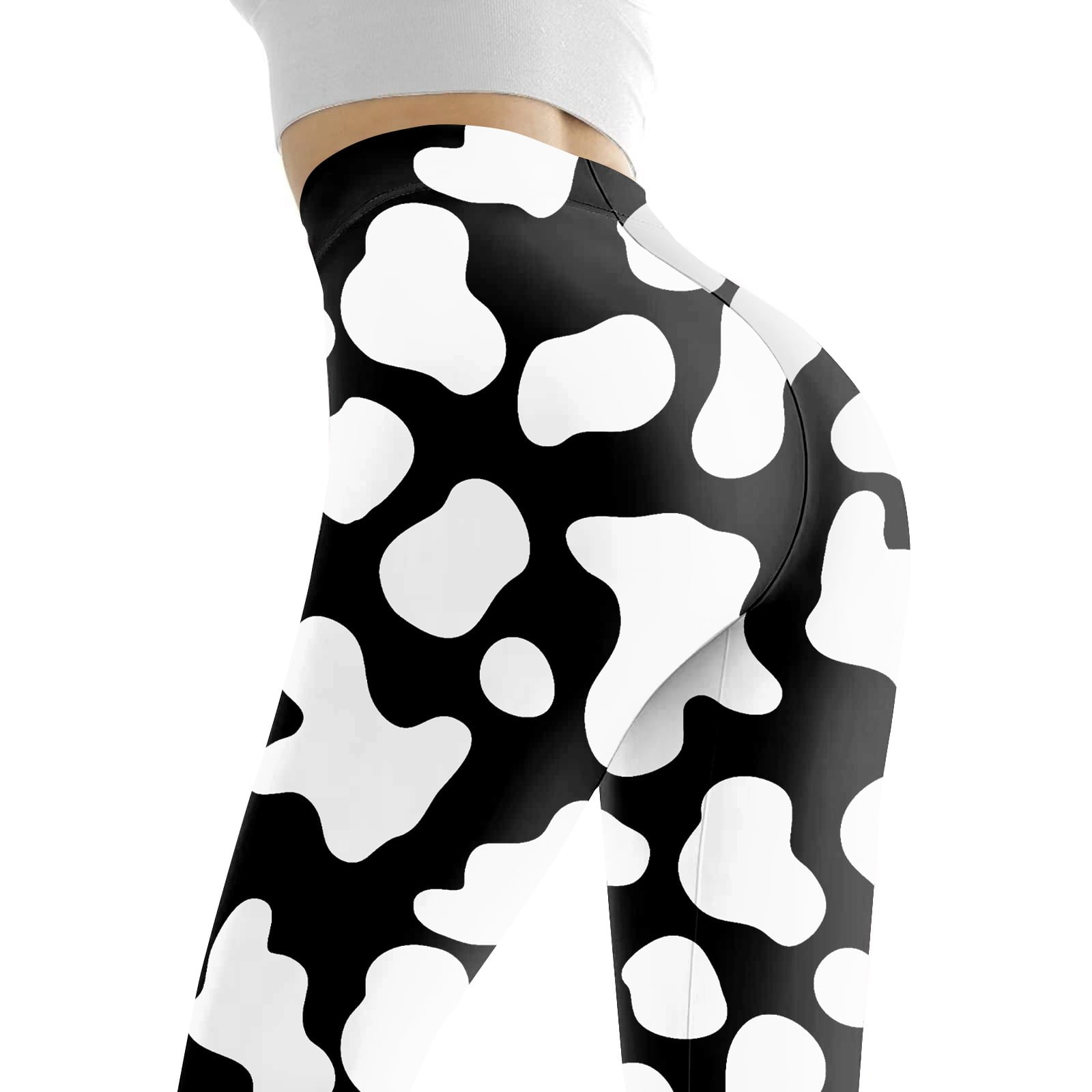 High Waisted Leggings for Women Soft Cow Pattern Slim Tummy Control Printed Pants for Running Cycling Yoga Walmart