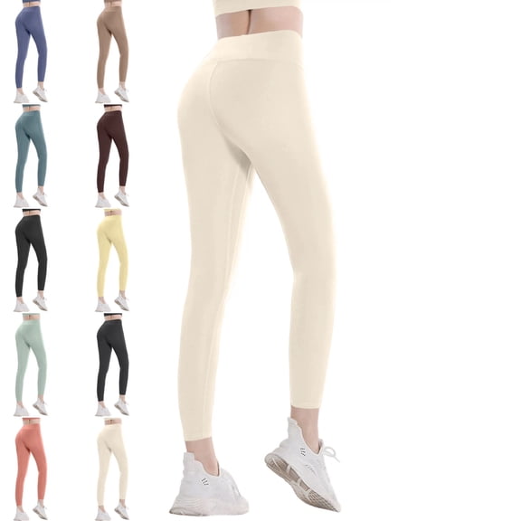 High Waisted Leggings for Women Stretchy Tummy Control Yoga Pants Comfy Fashion Tight Skinny Running Thermal Tights Beige XL
