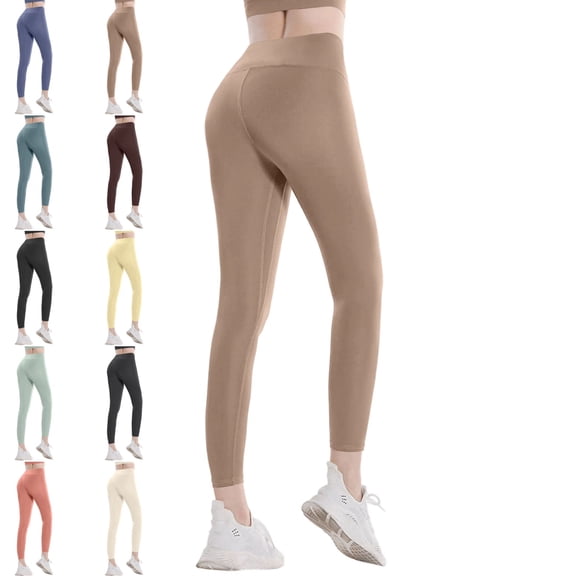 High Waisted Leggings for Women Stretchy Tummy Control Yoga Pants Comfy Fashion Tight Skinny Running Thermal Tights Camel 3XL
