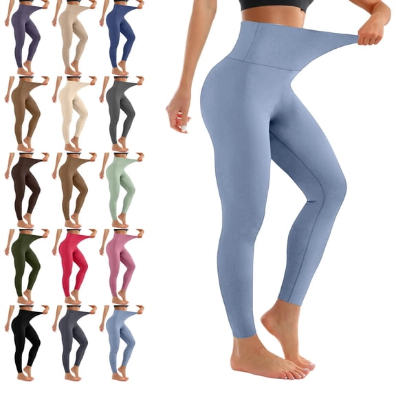 High Waisted Leggings for Women - Tummy Control Yoga Pants for Workout Running Athletic Women's Leggings Plus Size Blue XL