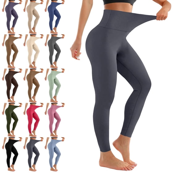 High Waisted Leggings for Women - Tummy Control Yoga Pants for Workout Running Athletic Women's Leggings Plus Size Purple S