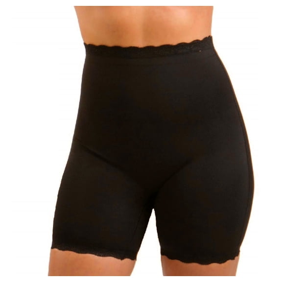 High Waisted Long Leg Shaper Shorts- Lace Trim Plus Silicone 153U267