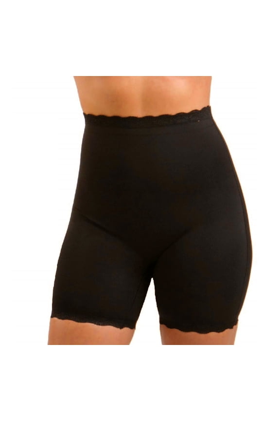 High Waisted Long Leg Shaper Shorts- Lace Trim Plus Silicone 153U267