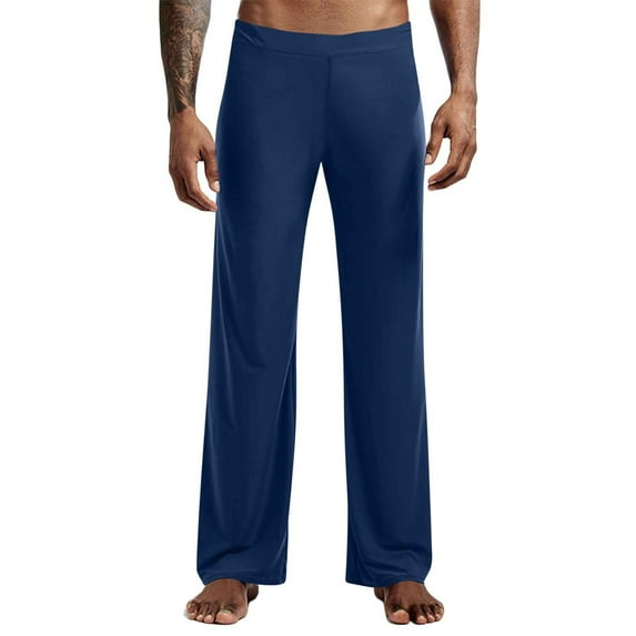 High Waisted Pants Men's Pajamas Casual Solid Color Loose Leisure Sports Elasticity Pants Straight Vintage Trousers No Pockets Workout Fitness Clothing Thin Active Wear Lightweight Pants