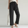 thumbnail image 1 of High Waisted Pants For Women 2024 Linen Drawstring Pants Summer Lightweight Straight Leg Baggy Pants Pants Women's Casual Pants with Pockets Sweatpants Petite Pants for Women Casual Womens Flax Pants, 1 of 4