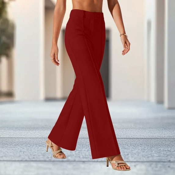 High Waisted Pants for Women Elastic Waist Pockets business Casual