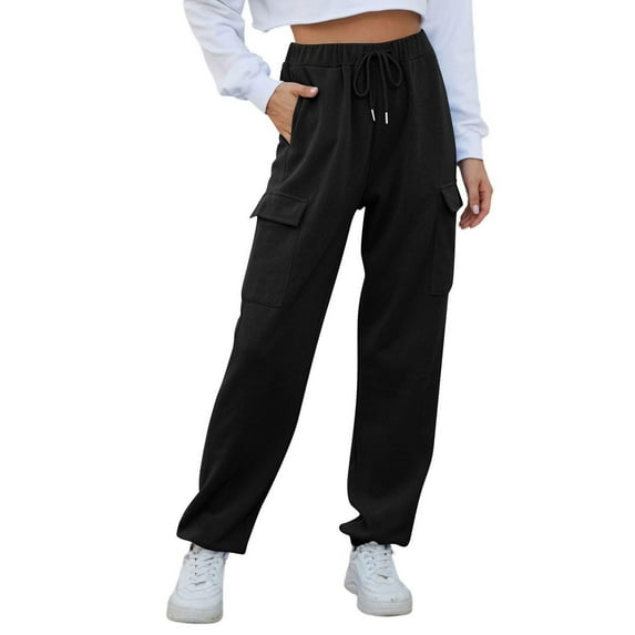 High Waisted Pants for Women Solid Color Pocket Corset High-Waisted Sweatpants Long Pants Sweat Pants Women