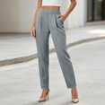 thumbnail image 1 of High Waisted Pleated Trousers Women Wrinkle Resistant Business Casual Dress Pants with Pockets Comfortable Elastic Back Slacks for Office Work Daily Wear, 1 of 9