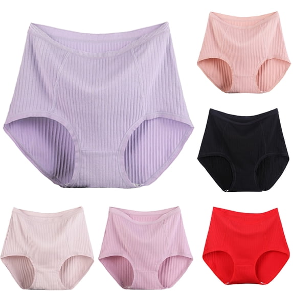 High Waisted Plus Size Underwear for Women, Ribbed Breathable Womens Briefs, Soft Comfort Full Coverage Stretchy Panties, 1-Pack