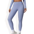 thumbnail image 1 of High-Waisted Ribbed Fitness Leggings - Medium, Blue, 1 of 6