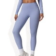 thumbnail image 1 of High-Waisted Ribbed Fitness Leggings - Small, Blue, 1 of 6