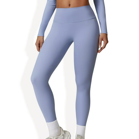 High-Waisted Ribbed Fitness Leggings - Small, Blue