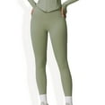 thumbnail image 1 of High-Waisted Ribbed Fitness Leggings - X Large, Green, 1 of 6