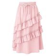 thumbnail image 1 of High Waisted Ruffle Soft Cotton Long Maxi Skirts with Elastic Waistband for Kid Girls 3-14 Years, 1 of 5