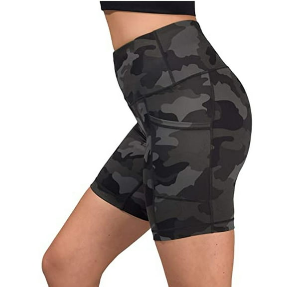 High Waisted Running Shorts for Women Workout Scrunch Booty Gym Yoga Pants Camouflage Pockets Girls Athletic Bottoms Shorts