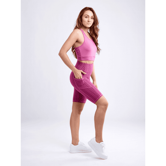 High-Waisted Scrunch Yoga Shorts with Hip Pockets