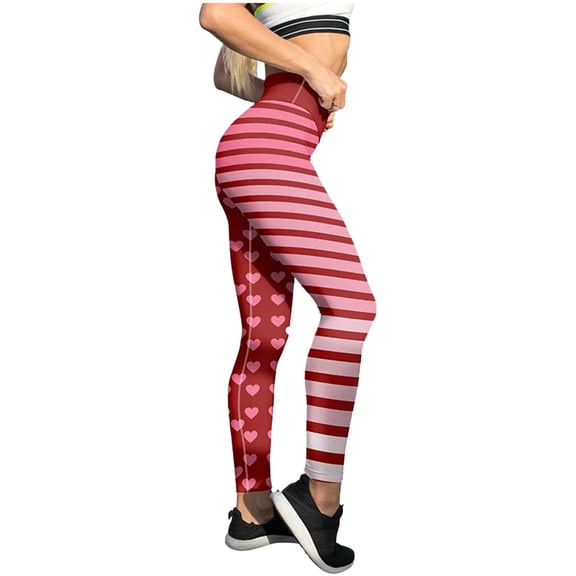 High Waisted Seamless Leggings for Women , Heart Print Skinny Workout Yoga Gym Pants Full-Lenght