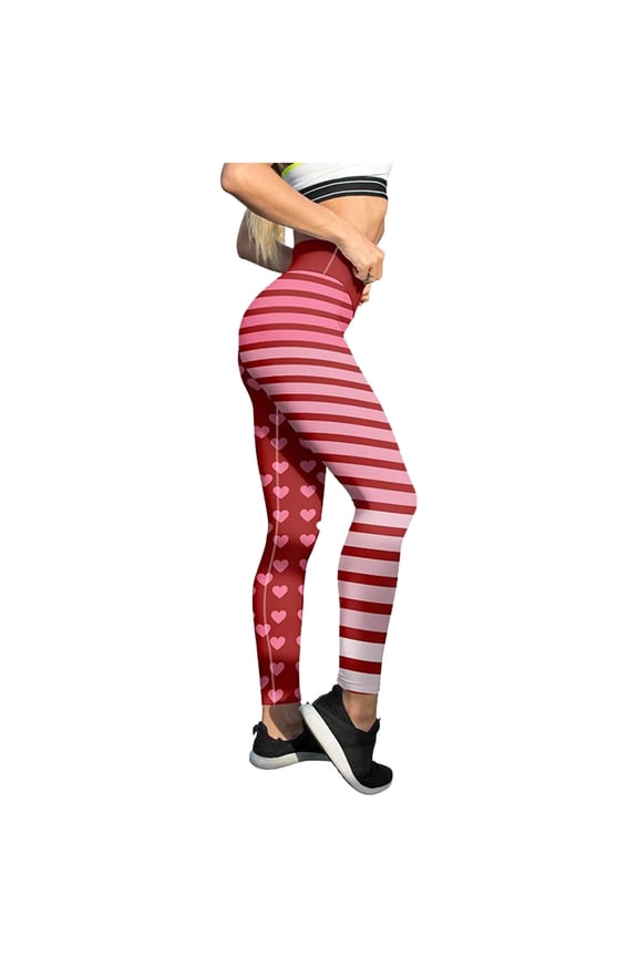 High Waisted Seamless Leggings for Women , Heart Print Skinny Workout Yoga Gym Pants Full-Lenght