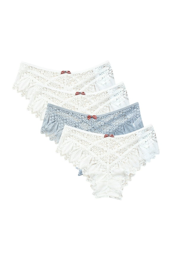 High Waisted Seamless Underwear for Women Underwear for Women Lace Floral Bikini Seamless Panties Plus Size Ladies Cute Briefs Thongs 4-Pack Workout Underwear for Women White 4XL