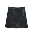 thumbnail image 1 of High Waisted Sequin Skirt for Women Elegant A Line Wrap Mini Skirt Party Wear Stretchy Comfortable Fashion, 1 of 2