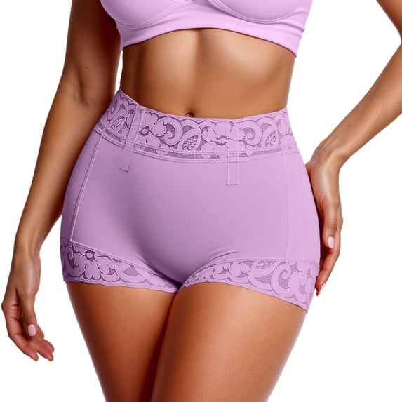 High Waisted Shapewear For Panties Mid Thigh Shorts Seamless Firm Compression Pink M