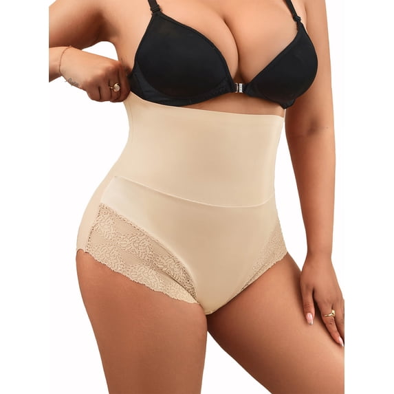 High Waisted Shapewear Panties for Women Plus Size Seamless Lace Briefs No Show Under Dresses