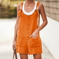 thumbnail image 1 of High Waisted Shorts Clearance Women's Summer Button Cotton And Pocket Suspender Shorts Jumpsuit Strap Pants, 1 of 5