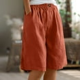 thumbnail image 1 of High Waisted Shorts Women Half Shorts Pants Summer Elastic Waist Buttons Casual Linen Pockets Pants Trending Womens Clothes, 1 of 7
