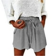 thumbnail image 1 of High Waisted Shorts for Women Elastic Drawstring Solid Shorts Casual Loose Fit Summer Wide Leg Shorts with Pockets, 1 of 7