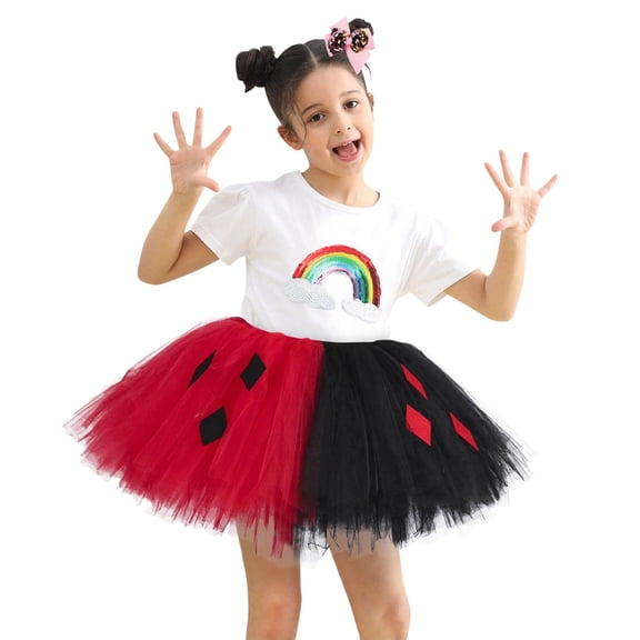 High Waisted Skirts For Girls Mesh Tutu Skirt Performance Mini Rainbow Skirt Comfortable Fit Party Carnival Dance Dress 2026 Fashion Outfits