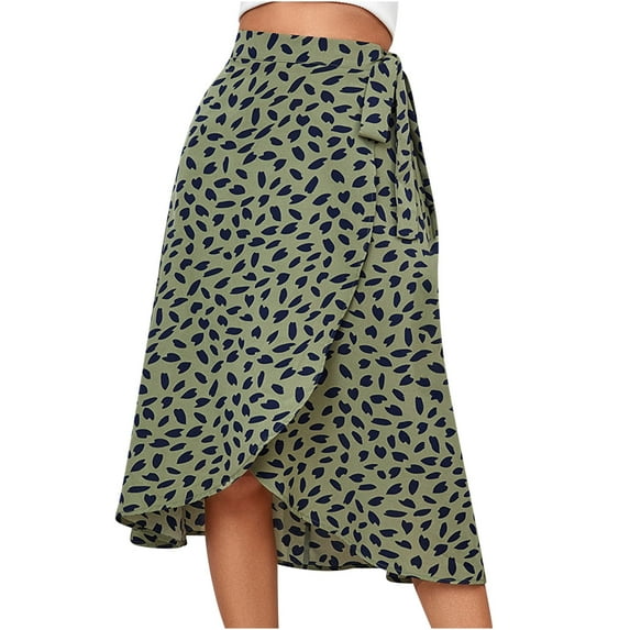 High Waisted Skirts for Women Boho Printed Tie Side Summer Skirts Casual Flowy Beach Holiday Long Skirts