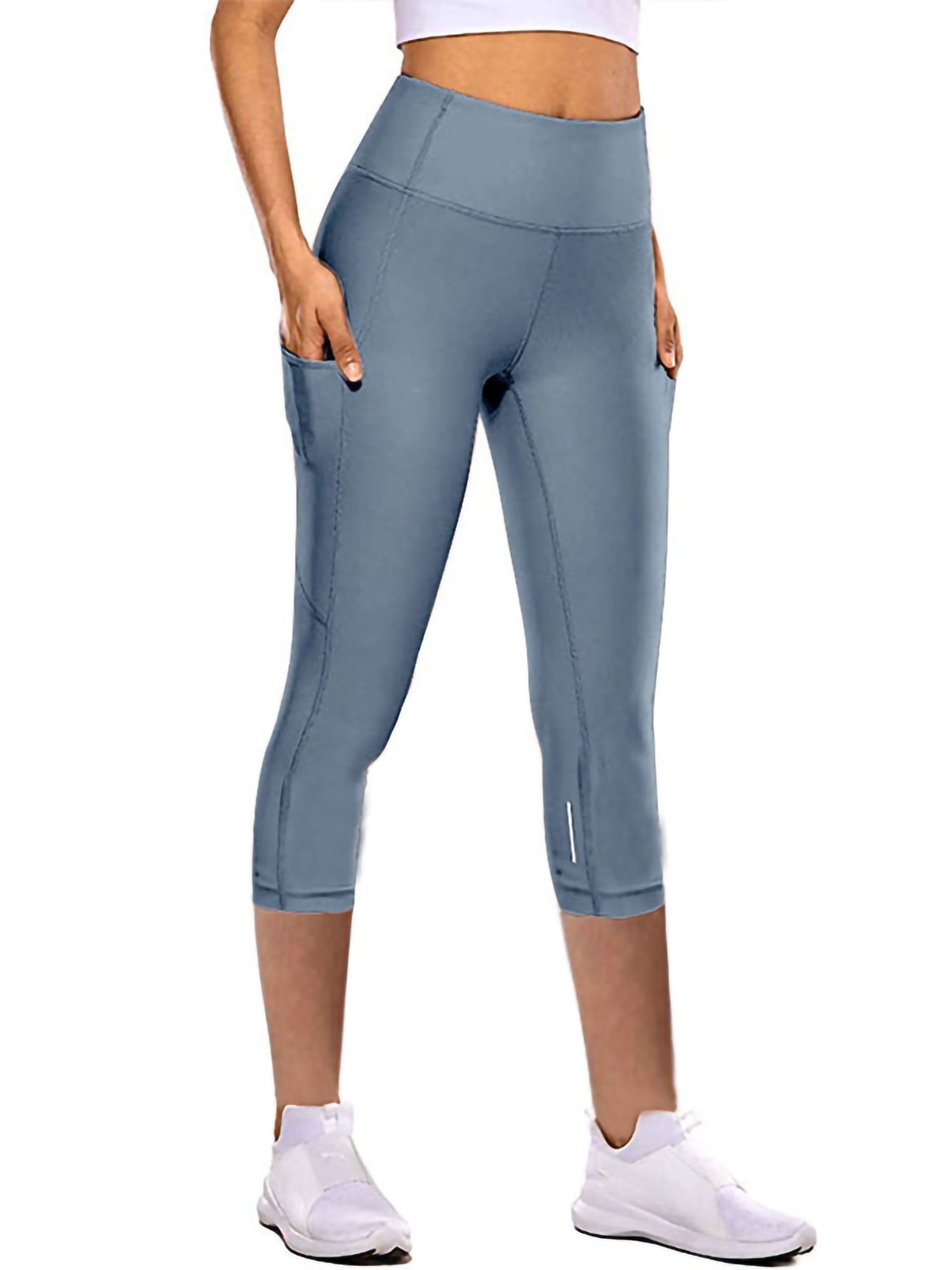 Women's High Waist Capri Leggings Soft 3/4 Tummy Control Gym Pants With  Pockets
