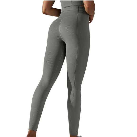 High Waisted Solid Yoga Pants for Women 2024 Fitness Tummy Control Leggings Knitted Workout Gym Pants Butt Lifting Seamless