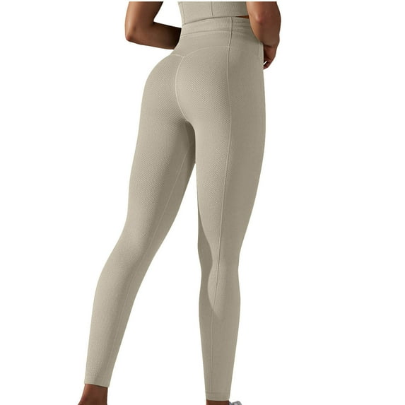 High Waisted Solid Yoga Pants for Women 2024 Fitness Tummy Control Leggings Knitted Workout Gym Pants Butt Lifting Seamless