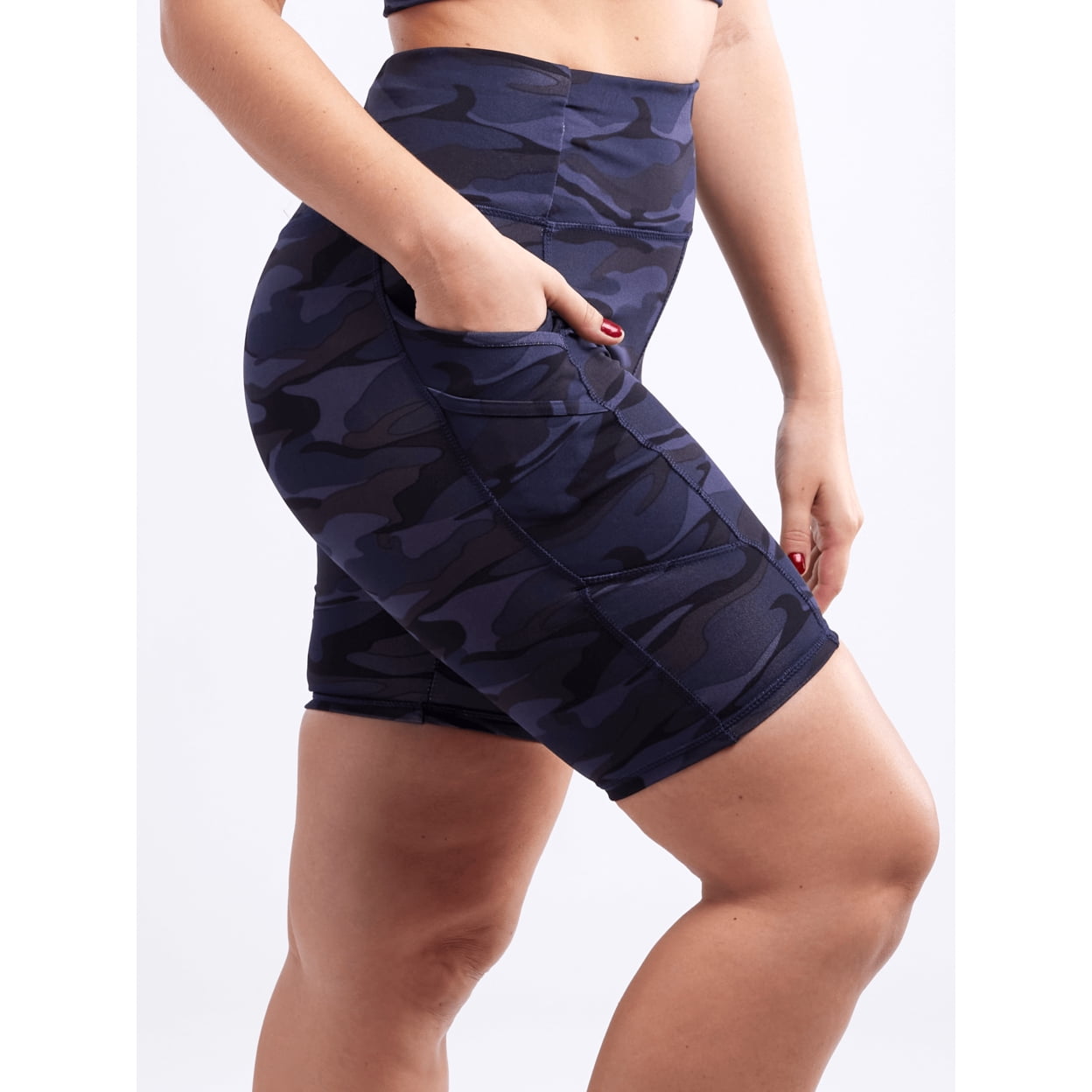 HighWaisted Sports Shorts with Double Side Pockets