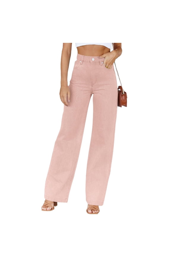 High Waisted Straight Leg Women's Jeans Loose Casual Lightweight Denim Pants