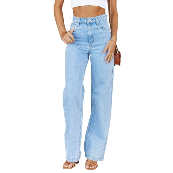 High Waisted Straight Leg Women's Jeans Loose Casual Lightweight Denim Pants