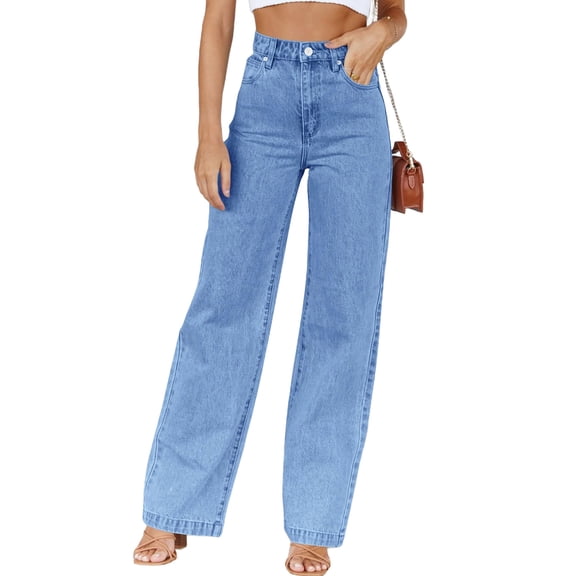 High Waisted Straight Leg Women's Jeans Loose Casual Lightweight Denim Pants