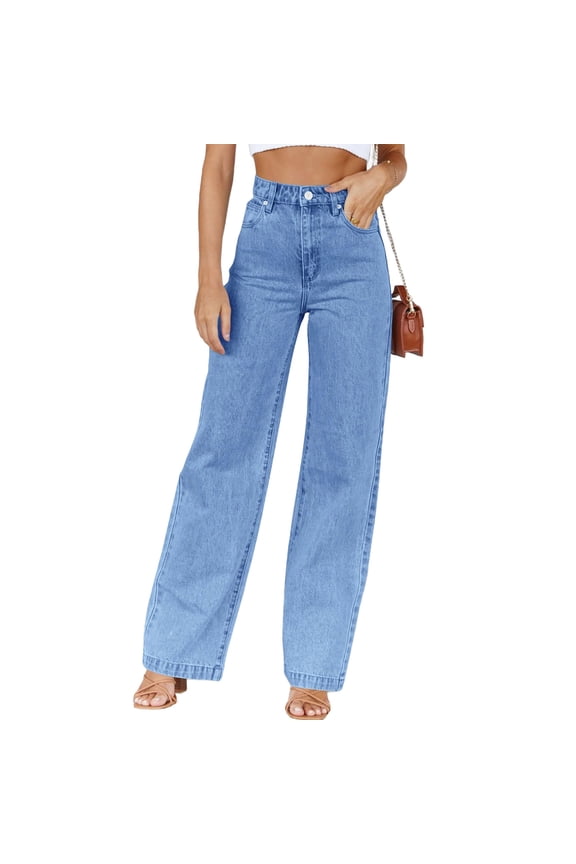 High Waisted Straight Leg Women's Jeans Loose Casual Lightweight Denim Pants
