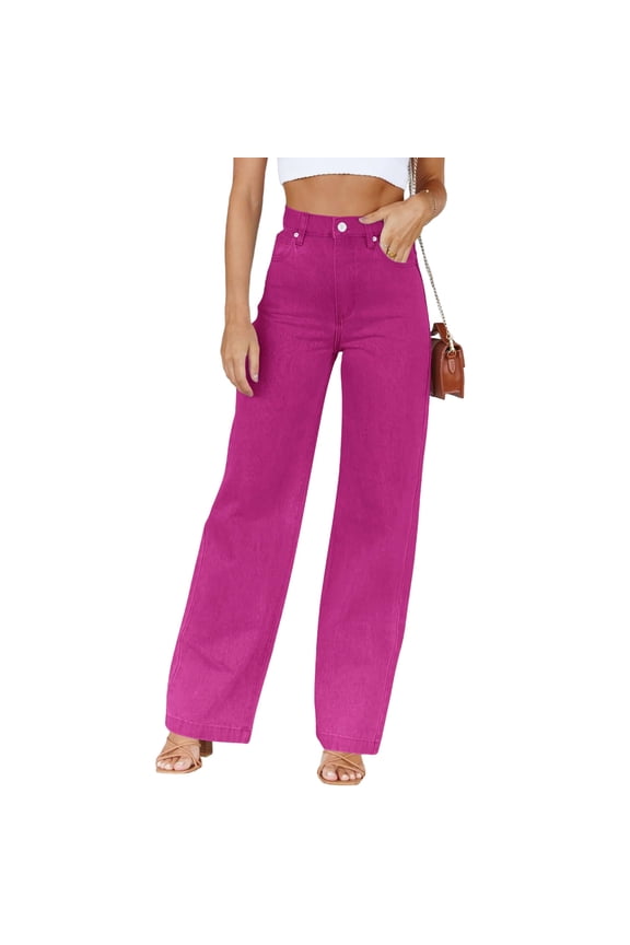 High Waisted Straight Leg Women's Jeans Loose Casual Lightweight Denim Pants